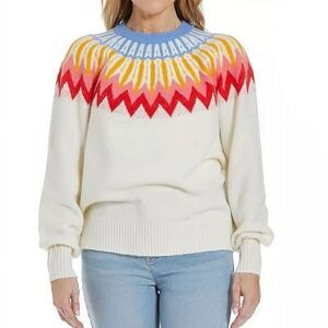 French Connection Wool Blend Fair Isle Colorful Knit Sweater